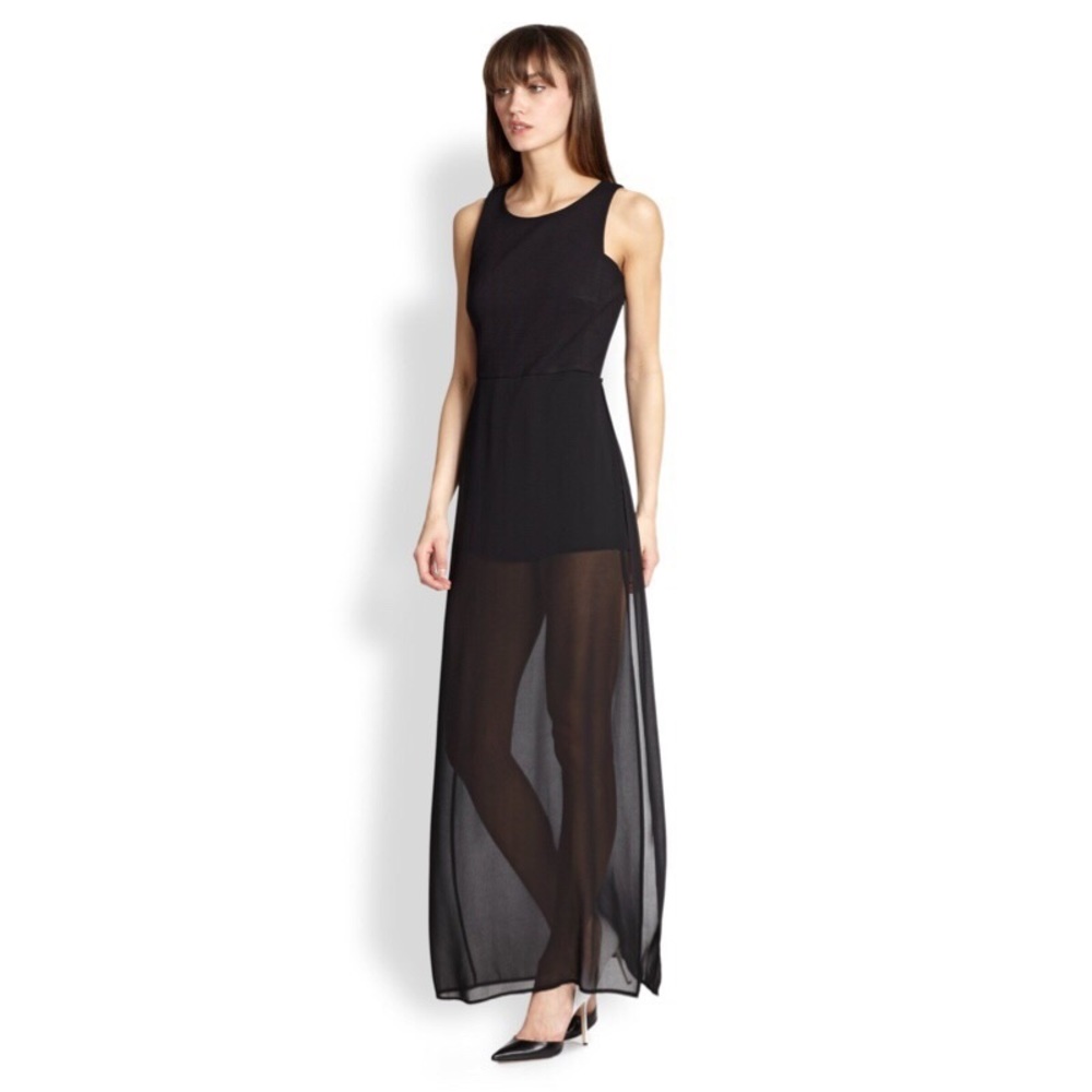 BCBG Kenzi dress - black romper with sheer overlay